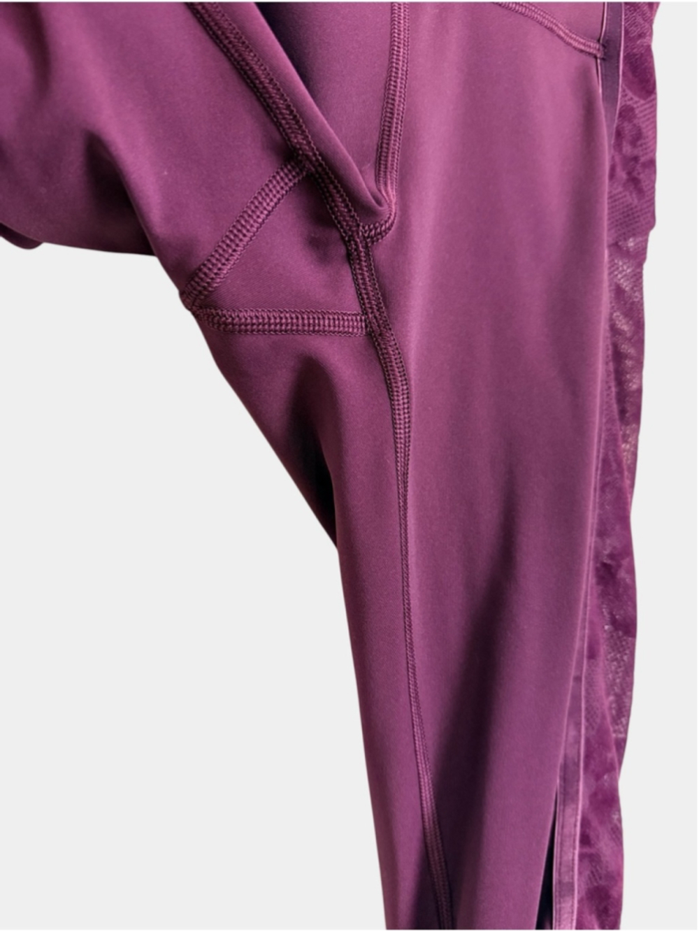 SPECIAL EDITION LULULEMON Wunder Under Crop Maroon Floral Mesh Leggings, Sz 4 - Picture 9 of 15